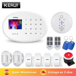 KERUI WIFI GSM Smart Home Security Alarm System With 2.4 Inch TFT Touch Panel APP Control Wireless Sensor Burglar Smoke Detector