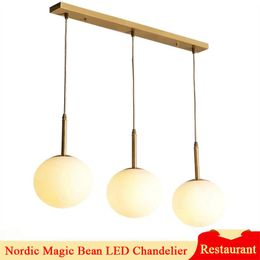 Hanging Lamps Nordic Post Modern Magic Bean Glass Lampshade E27 Chandelier Lighting Fixtures For Bedroom Deco Pendant