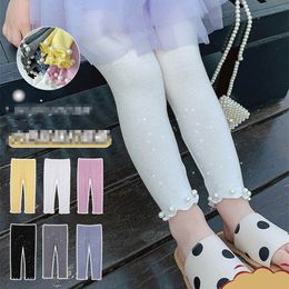 Girls Leggings Kids Tights Pearl Sequin Skinny Pants Cotton Trousers Spring Summer Children Clothes Girls Clothing 2-6Y B4106