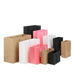 Paper Shopping Bag Recyclable Shop Store Packaging Bags Clothes Gifts Cardboard Pouch with Handle 18 Sizes