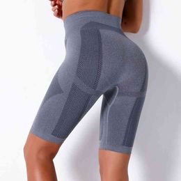 Summer Knitted Sport Shorts Women Stretchy Gym Leggings Half Pants Breathable Exercise Pantalones Cortos De Deportiva Mujer 210514
