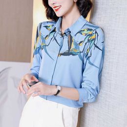 Korean Women Shirts Long Sleeve Woman Floral Blouse Tops Prin Blouses Top Plus Size Blusas Mujer De Moda 210531