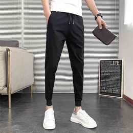 Summer Men Casual Harem Pants Brand Korean Slim Fit Joggers Solid All Match Streetwear Trousers 36-28 210715