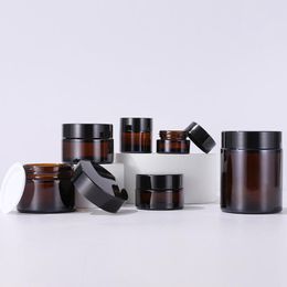 5g 10g 20g 30g 50g 100g Empty Amber Cream Bottle Glass Refillable Cosmetic Makeup Container Jar Storage