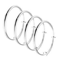 Fashion Jewellery Simple Style 4pcs Silver Plated Africa Glossy Cuff Bracelets For Women Men Bangles