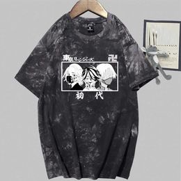 Tokyo Revengers Print Fashion Short Sleeve O-Neck Tie Dye T-shirt Unisex Y0809