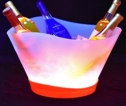 12L LED Rechargeable Ice Buckets Colour Changing Wine Whisky Cooler Boat Shaped Champagne Beer Holder For Bar Night Party Decor