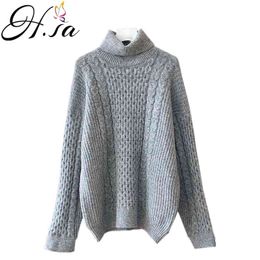 H.SA Women Winter Sweater and Jumpers Turtleneck Pullovers Casual Knitwear Pink Girls Basic Tops Loose Style Fashion Pull Femme 210417