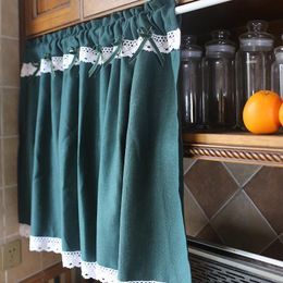 Curtain & Drapes American Half Cafe Door Small Window Dark Green Home Decor