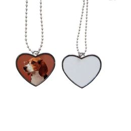 newBlank Sublimation Stainless Steel Chain Dog Tag Necklace Heat Thermal Transfer DIY Printing Pet ID Card Smooth Metal Pendant Gift EWD5563