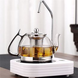 BORREY Induction Cooker Heat Resistant Glass Teapot Electromagnetic Furnace Multifunctional Philtre pot Gas Stove Kettle Tea set 210621