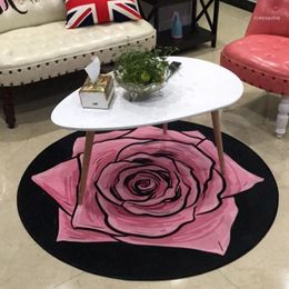 Carpets Round 3D Printed Flower Carpet Area Rugs For Kids Room Bathing Rug Bedroom Mat Non-slip 80*80 100*100CM Computer Mat1