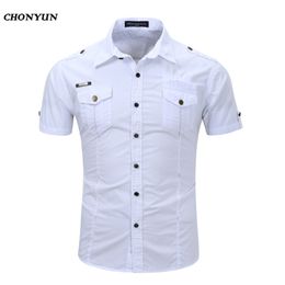 Spring Brand Men's Shirt Business Slim Fit Short Sleeve Casual Shirts Solid Quick-Dry Breathable Male Clothing EUR Size 3XL 220312