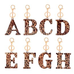 Trendy Initial Alphabet Leopard Letter Key Chain Acrylic A To Z Keyrings Car Key Ring For Women Men Handbag Accessories