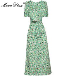 Fashion Designer Summer High waist Midi Skirt Sets Women's Short sleeve Floral print Top and Skirts Two Pieces Suit 210524