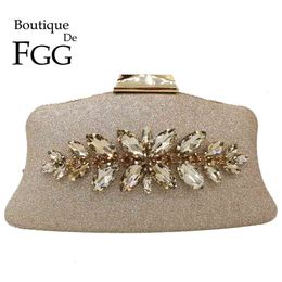 Boutique De Fgg Glitter Pochette da donna Borse da sera in cristallo Borse da cena formali da sposa e borsette Borsa con diamanti per festa di nozze