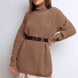 Women's Oversize Sweater Black Turtleneck Long Sleeve Autumn Winter Loose Jumper Beige Knitted Warm Sweaters for Women 210922