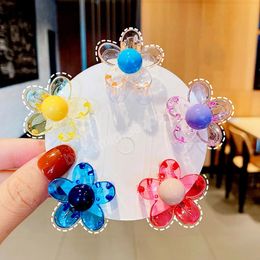 Fashion Women Acrylic Hair Claws Clamps Charm Candy Color Flower Shape Lady Small Hair Clips Headdress Hair Accessories