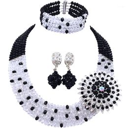 Earrings & Necklace Most Recent Black And Clear Ab Costume African Beads Jewellery Set