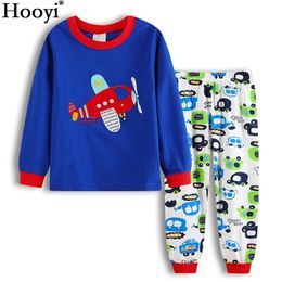 Plane Baby Boy Clothes Suits Children Pajamas Clothing Sets Fashion Boys Sleepwear Cotton T-Shirts + Trouser Home Clothes 210413