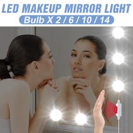 Wall Lamp Dimmable Makeup Mirror Light LED Bulb Hand Sweep 2 6 10 14 Bulbs Dressing Table Cosmetic