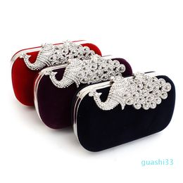 4 Colours Fashion Crystal Diamond Handbag Evening Bag Purse Elegant Peacock Clutch