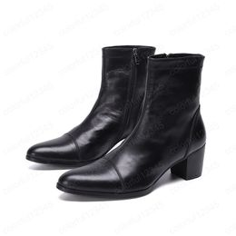 Classic Men's Large Size Black Leather Boots Winter Fashion Man Business Party Wedding Boots Male Motorcycle Boots