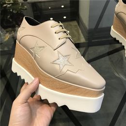 Women Stella platform Boots thick bottom Fashion Real leather luxurys Shoes Elyse Star Boot Britt Wedge Lace-up Flat High Heel Shoe