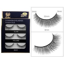 Hand Made Reusable 3 Pairs Mink Fake Eyelashes Set Soft Light Thick Natural 3D False Lashes Extensions Curly Crisscross Easy To Wear 17 Models DHL