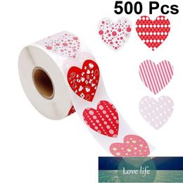 1 Roll Valentine Day Sticker Heart-shaped Pattern Stickers Gift Wrapping Sticker Adhesive Gift Packing Sticker DIY Crafts