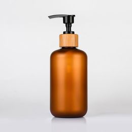 Storage Bottles & Jars Empty 120ml 250ml 500ml Lotion Pump Bottle PET Frosted Bright Amber Cosmetic Refillable Shampoo Shower Gel Sanitizer