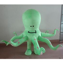 Halloween Green Octopus Mascot Costume High quality Customization Cartoon Anime theme character Christmas Carnival Adults Birthday Party Fancy Outfit