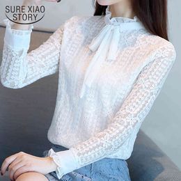 fashion woman blouses long sleeve womens white lace blouse shirt female tops autumn women blusas femininas 669i 30 210506