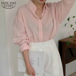 Early Autumn Warm Colour Simple Classic Solid Women's Shirt Y2k Lapel Loose Wild Long Sleeve Blouse Women 13049 210508