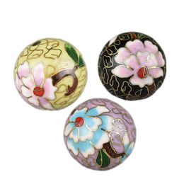 Handmade Polished Enamel Filigree Large 30mm Round Beaded Cloisonne Copper Fancy Accessories DIY Necklace Jewelry Making