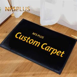 Custom Mat Decorative Door Entrance Doormat Flannel Velvet Printed Anti-Slip Kitchen Floor Bathroom Carpet Area Rug 211124