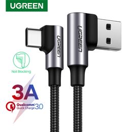 Nylon USB C Cable 90 Degree Fast Charger USB Type C Cable for Xiaomi Mi 8 Samsung Galaxy S9 Plus Mobile Phone USB-C
