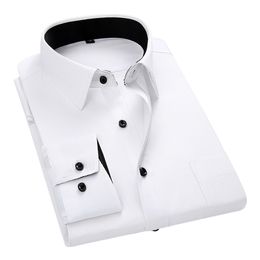 High Quality Men Shirt Spring Long Sleeve Dress Formal Business Work Twill s Slim Fit Man White s DS378 210626