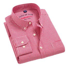 Aoliwen brand men Oxford 100% cotton anti wrinkle plaid long sleeve shirts for men 2021White casual lapel soft men's slim shirt G0105