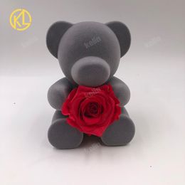 Decorative Flowers & Wreaths 1 Set The Valentine's Day Gift For Girlfriend Lovely Bear With Red Preserved Rose Flower In Nice Box Lover