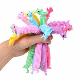 TPR Stress Relief Toy Unicorn Monkey Worm Stretch String Fidget Funny Pull Vent Toys Noodles Anti Soft Glue Elastic Rope Neon Autism Noodle Gift Kids DHL