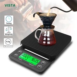 Household Drip Coffee Scale with Timer 0.1g High Precision Electronic Scales Digital Kitchen food Scale LCD Weight Balance 210915