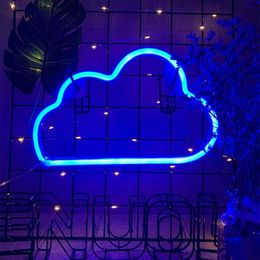 Wall Lamp USB LED Neon Light Blue Cloud Art Signs Lights For Bedroom Walls Night Decor Home Party Supplies