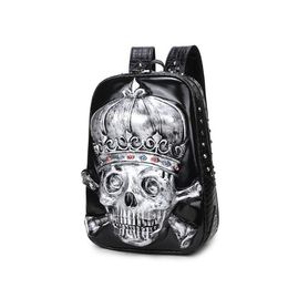 Fashion 3D Embossed Crown Skull Backpack bags for Women Men unique Girls Cool Rock Bags Rivet Personality Laptop bag Teenagers