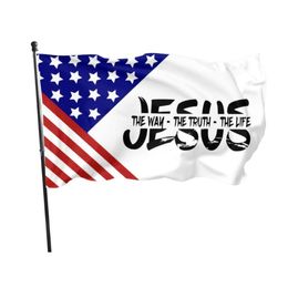 Jesus The Way,Truth,Life American 3x5ft Flags 100D Polyester Banners Indoor Outdoor Vivid Colour High Quality With Two Brass Grommets