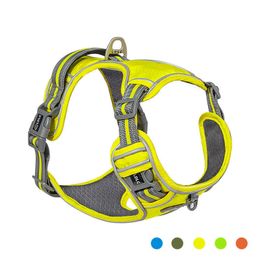 Reflective Nylon Pet Dog Harness Suitable For Medium And Large Dogs Dog Vest Adjustable Chest Strap Seat Belt All-Weather 211006