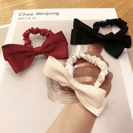 Ribbon Elastic Hair Bands Bowknot Pleated Rubber Hair Tie Band Loop Rings Elegant Folded Rubber Hair Scrunchies Bow Accessories