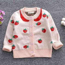 Wiosna Jesień Baby Chłopcy Dziewczyny Strawberry Cardigan Płaszcz Dzieci Odzież Chłopiec Dziewczyna Z Długim Rękawem Dzianiny Kids 210521