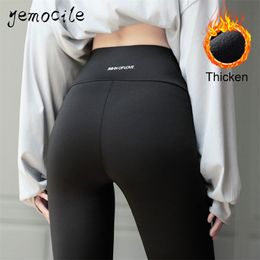 Winter Warm Fleece Women Legging Letter Print Sexy Sport Seamless Fitness Pants Plus Size Thicken High Waist Leggings for 211215