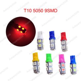 50Pcs/Lot Red T10 W5W 5050 9SMD Car Wedge LED Bulbs Replacement Clearance Lamps Door Reading Tail Box Licence Plate Lights 12V